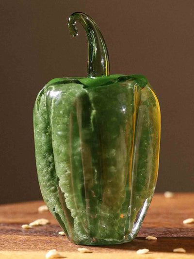 Table Decoration - Natural Green Pepper - Murano Glass Style