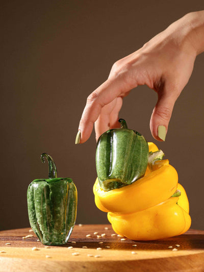 Table Decoration - Natural Green Pepper - Murano Glass Style