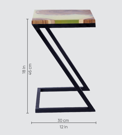 Epoxy Solid Wood End Table – Teak Wood with Lemon Resin Finish