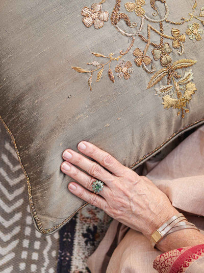 Cushion Cover - Qadir Gold Embroidered