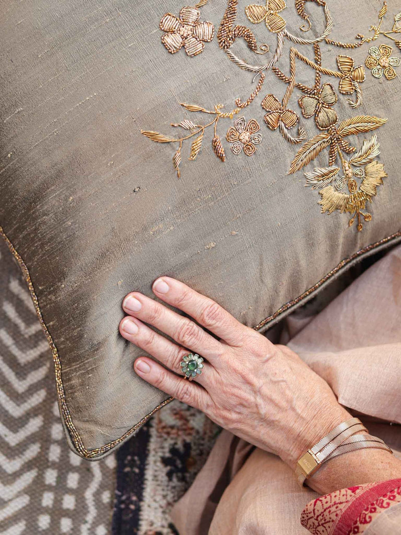 Cushion Cover - Qadir Gold Embroidered