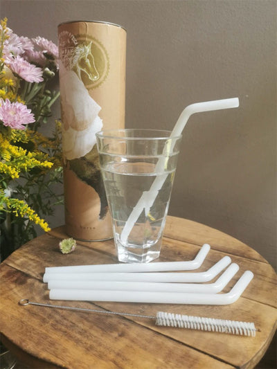 Glass Straws Reusable Set of 6 - Opal