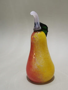 Murano Glass Style Decoration- Red Yellow Pear Art Glass