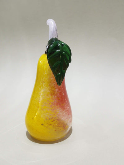 Murano Glass Style Decoration- Red Yellow Pear Art Glass