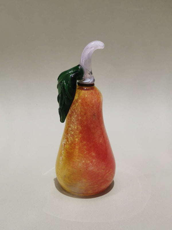 Murano Glass Style Decoration- Red Yellow Pear Art Glass
