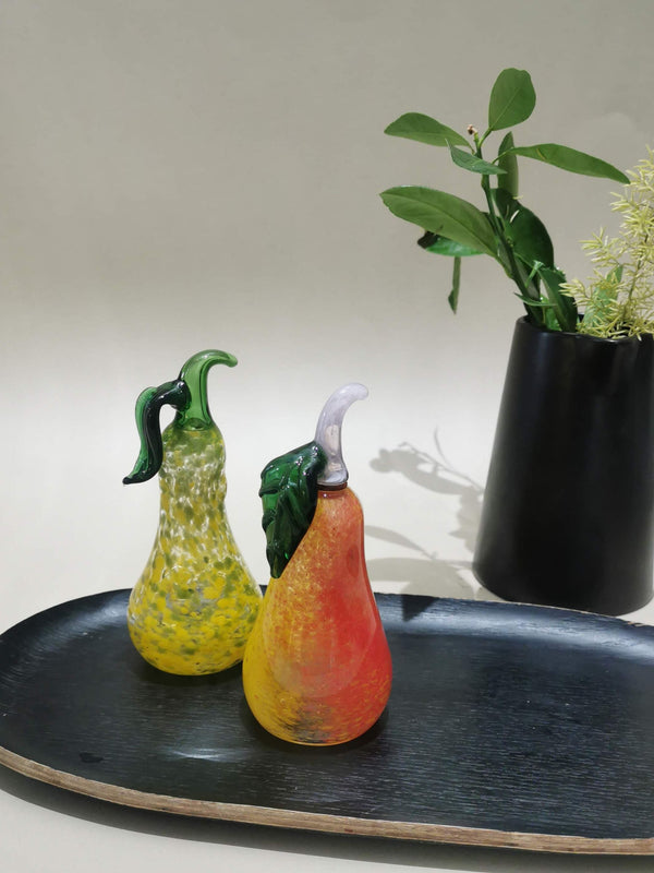 Murano Glass Style Decoration- Red Yellow Pear Art Glass
