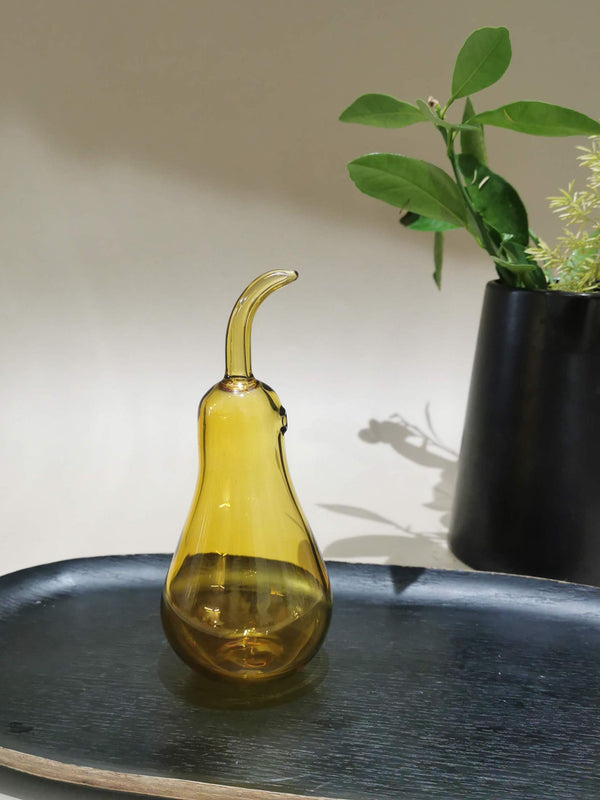 Murano Glass Style Decoration- Pear Amber