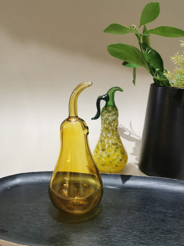 Murano Glass Style Decoration- Pear Amber