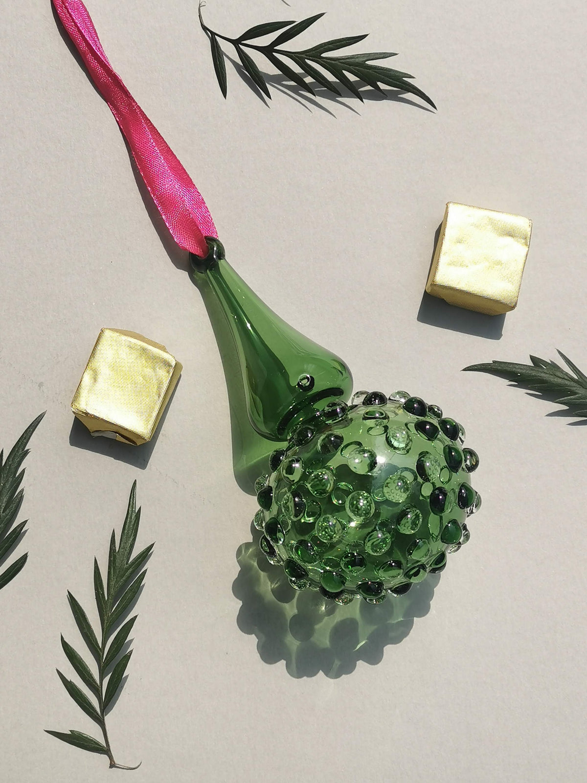 Handblown Glass Ornament - Lumina Jade 4 inch - Product Image 