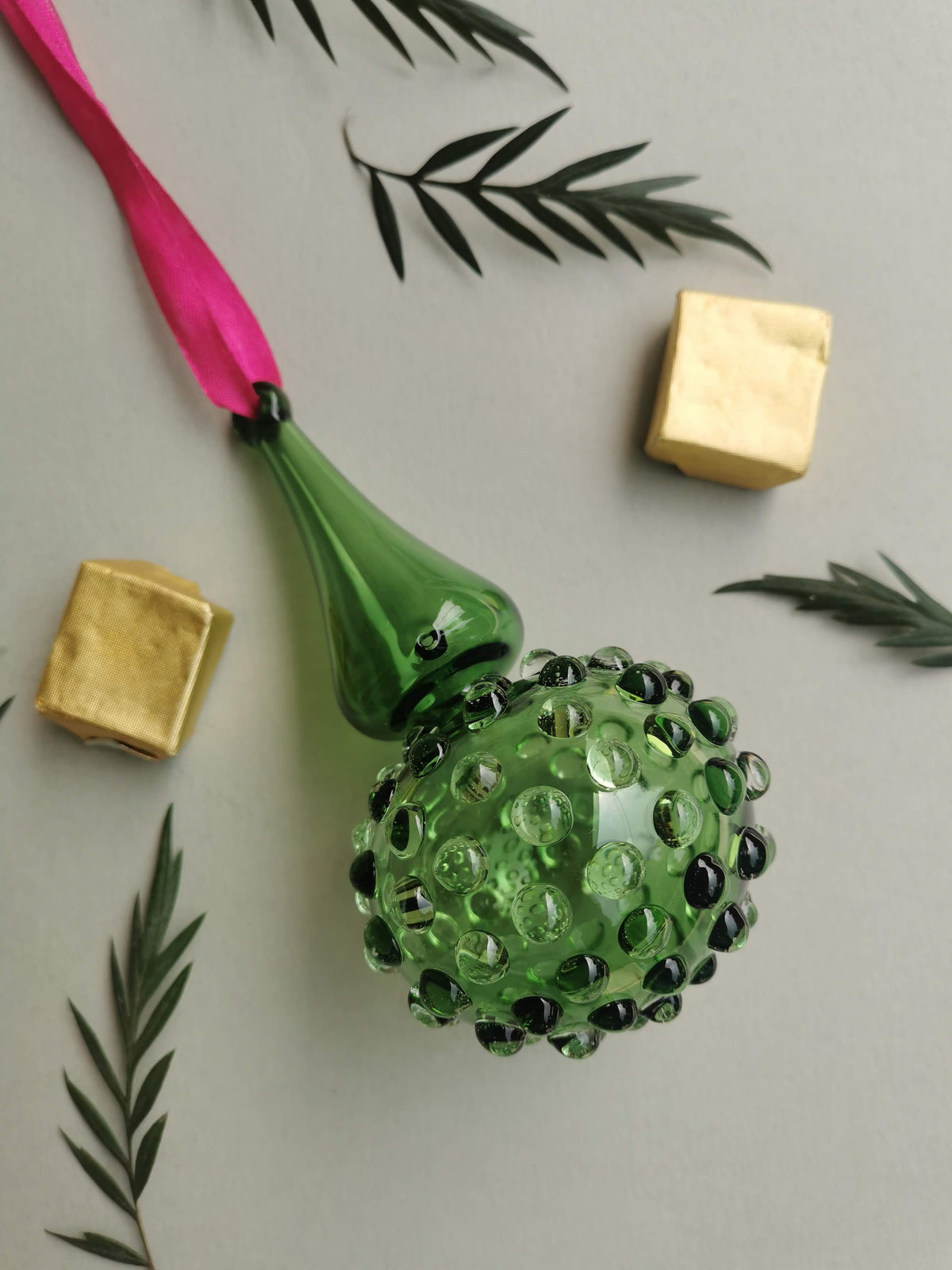 Handblown Glass Ornament - Lumina Jade 4 inch
