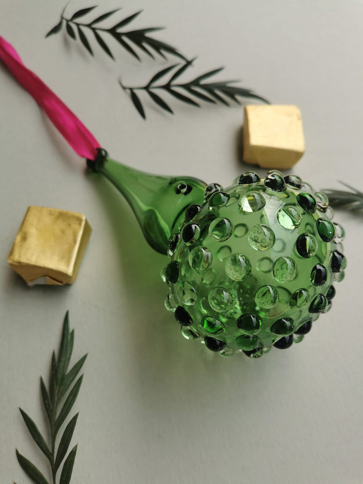 Handblown Glass Ornament - Lumina Jade 4 inch