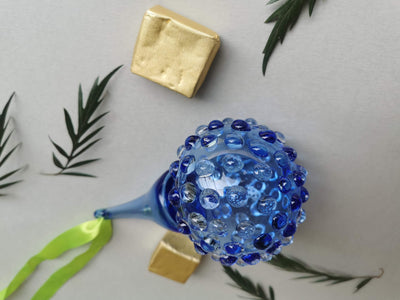 Handblown Glass Ornament -  Lumina, Moroccon Blue 4 inch