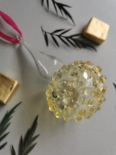 Handblown Glass Ornament - Lumina Pearl 4 inch