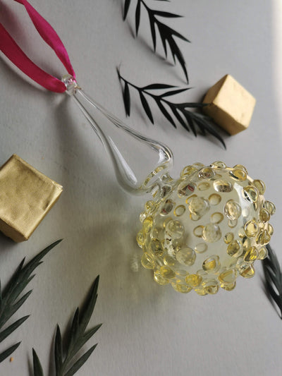 Handblown Glass Ornament - Lumina Pearl 4 inch