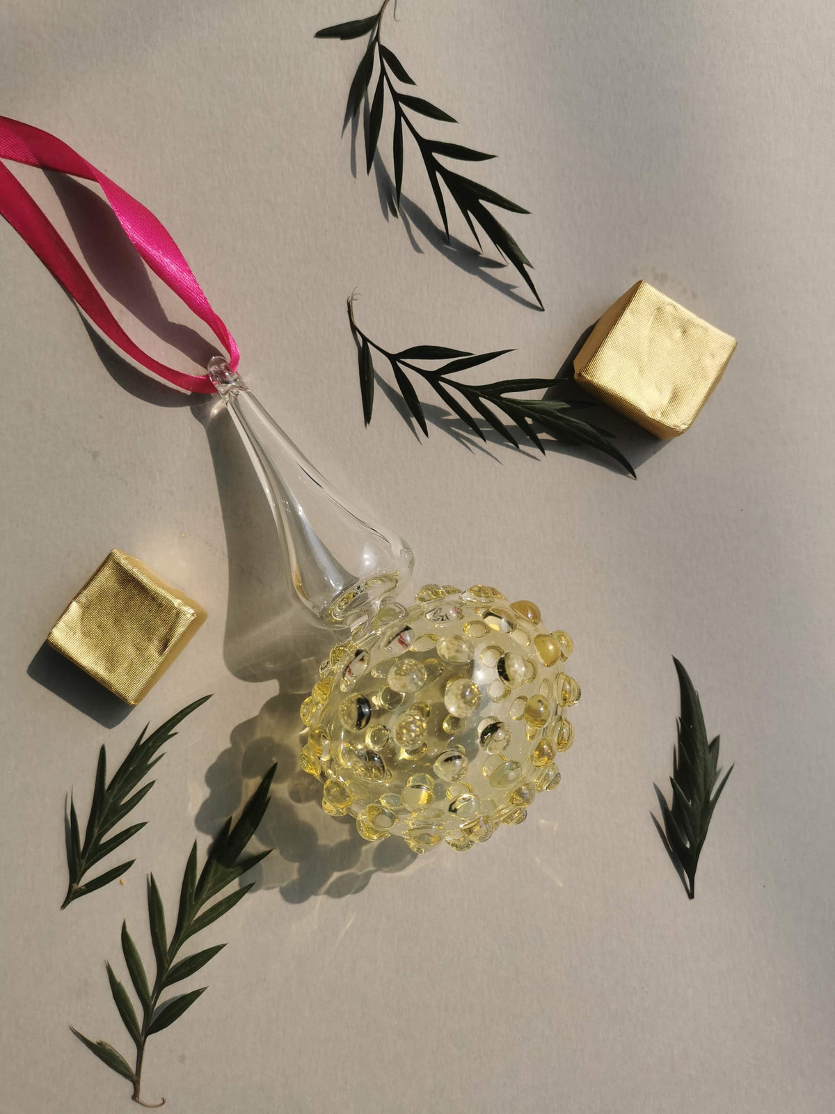 Handblown Glass Ornament - Lumina Pearl 4 inch - Product Image 