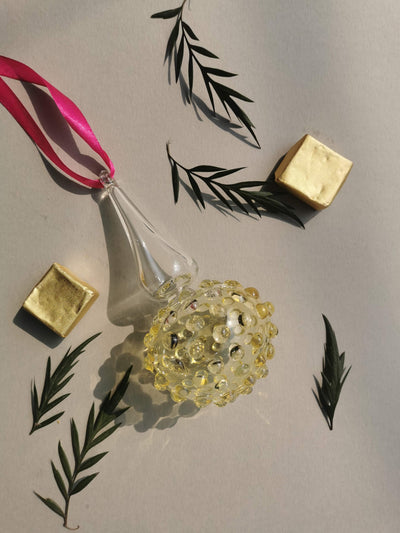 Handblown Glass Ornament - Lumina Pearl 4 inch