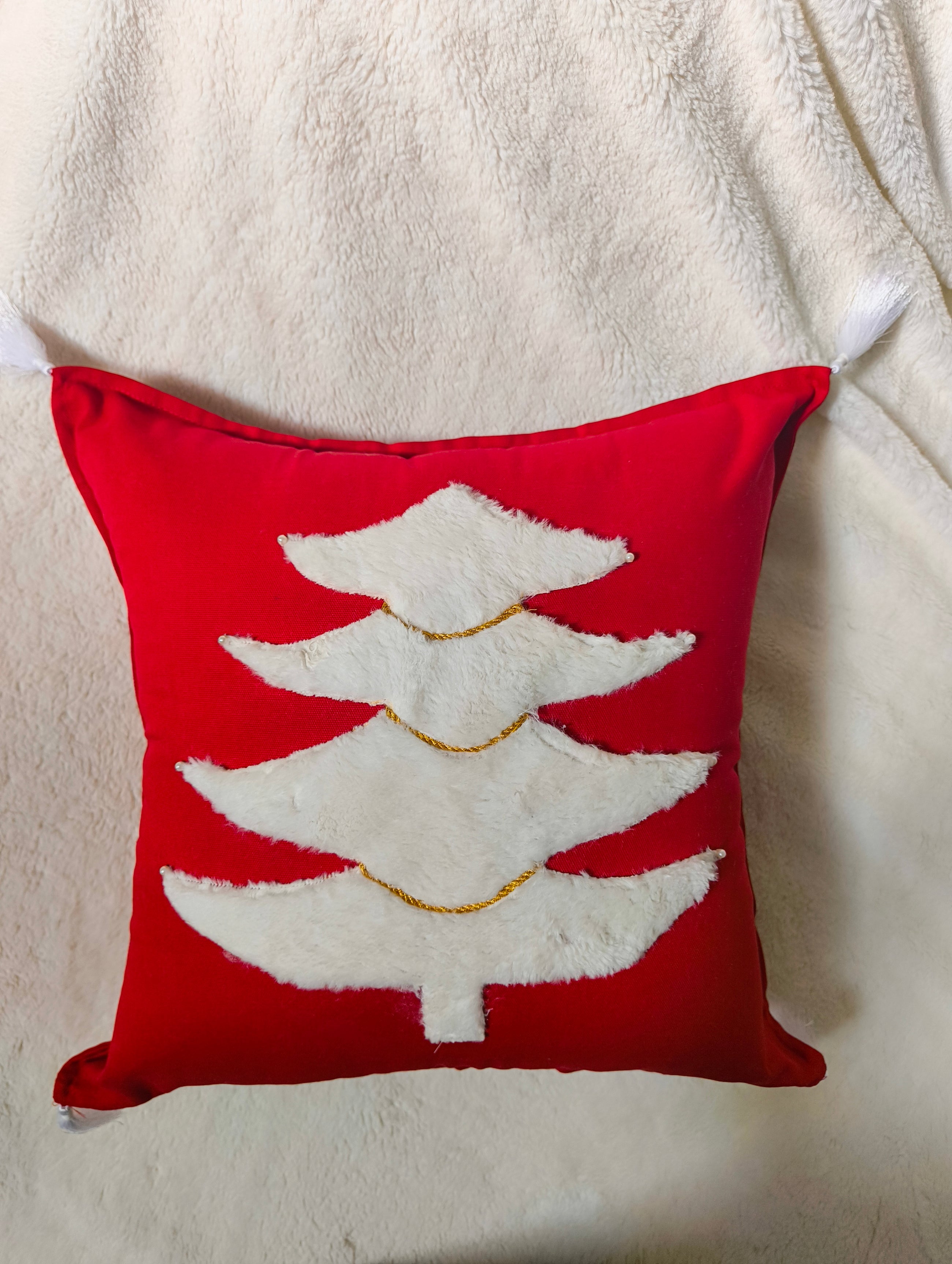 Red Noel Fur - Tree Cushion