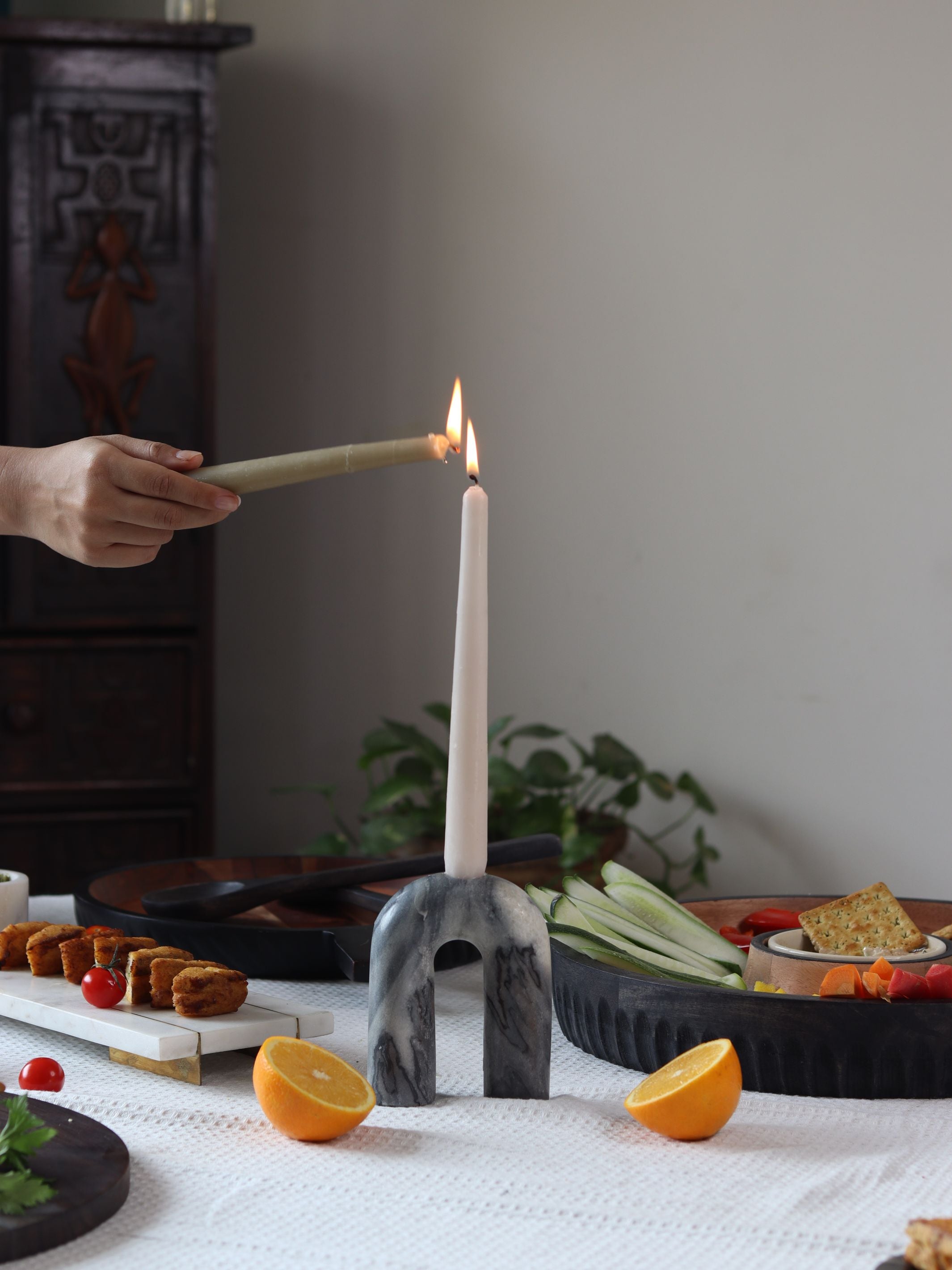 Grey Taper Candle Holder