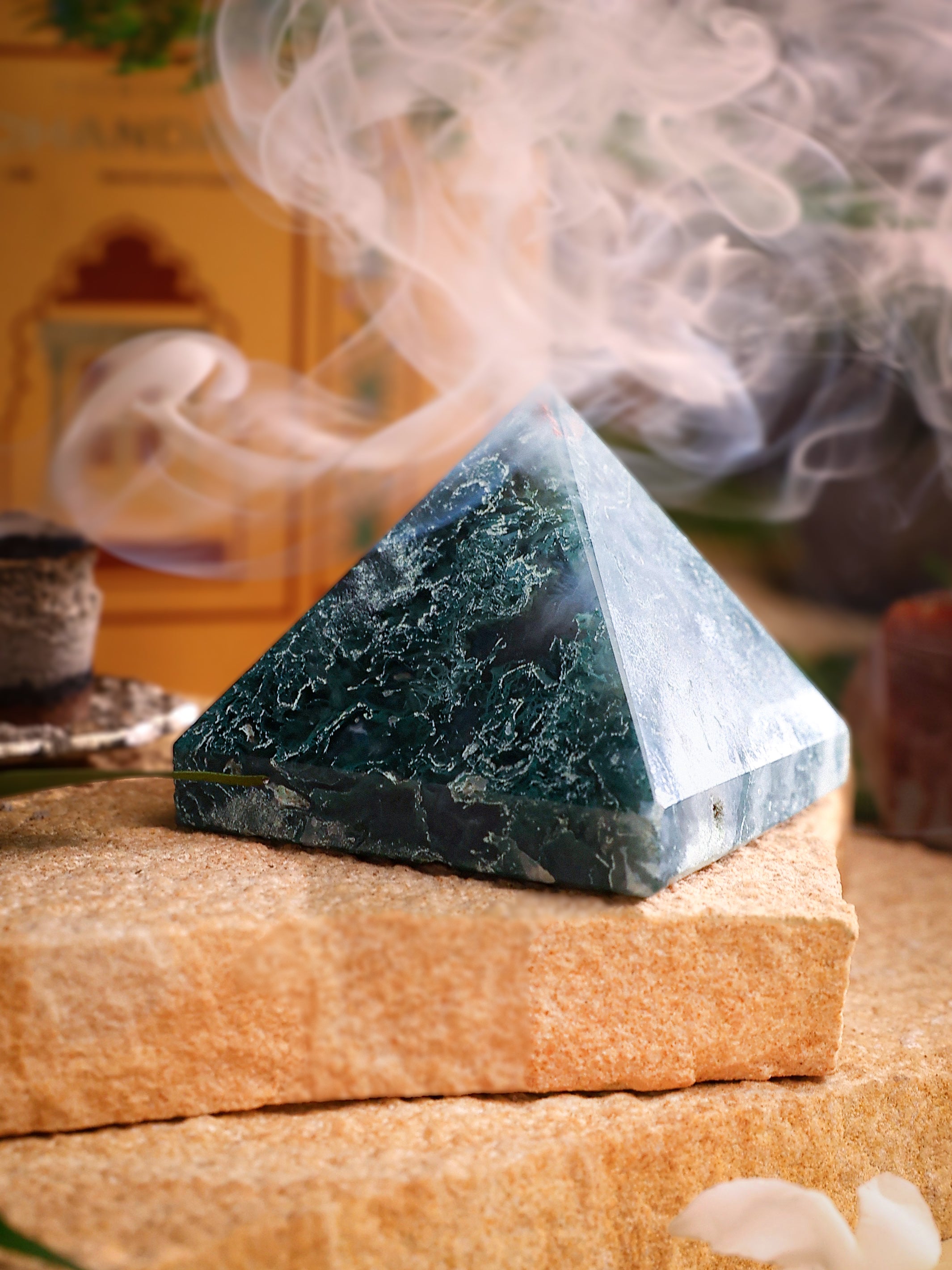 Gemstone - Moss Agate Pyramid