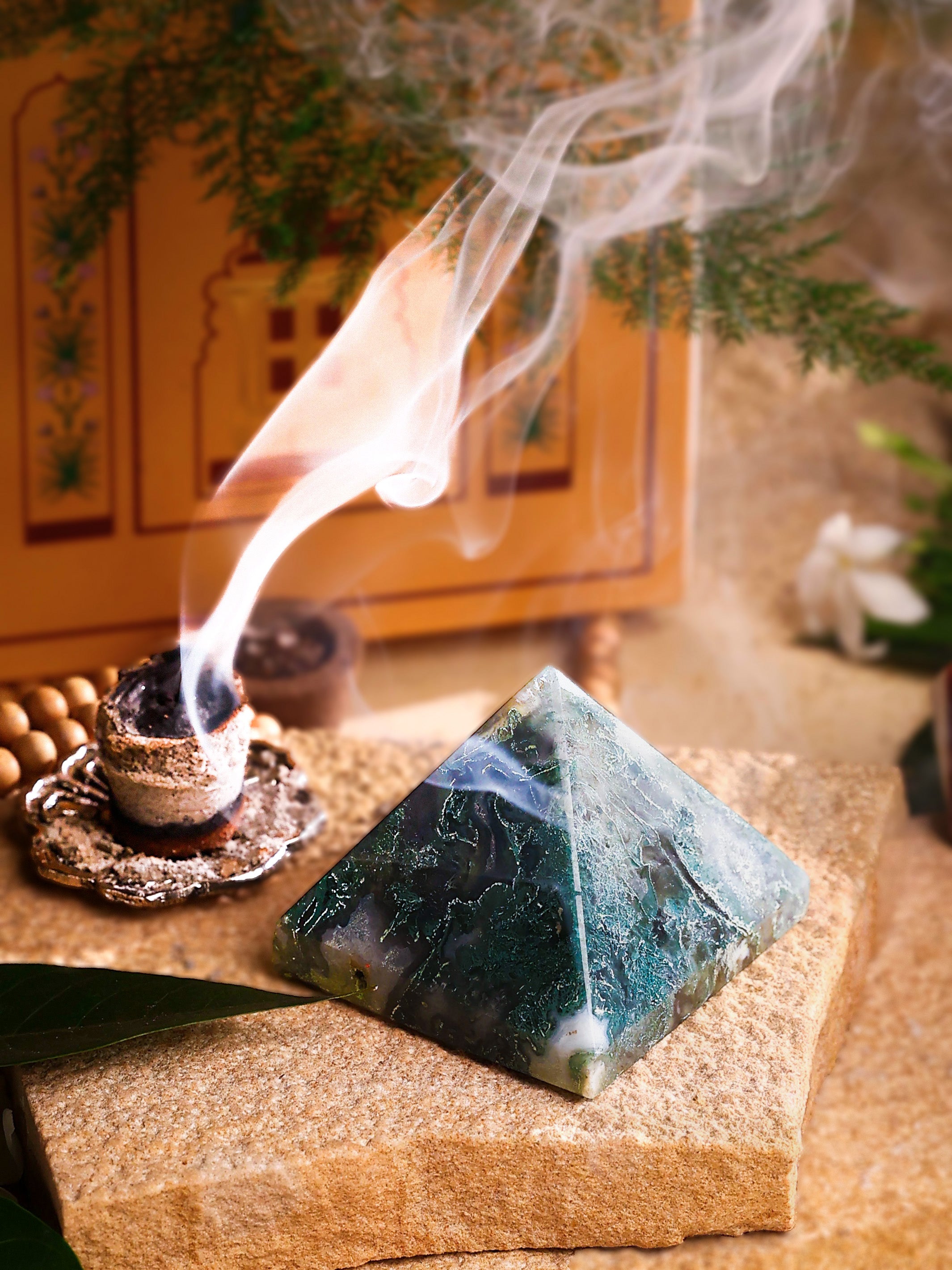 Gemstone - Moss Agate Pyramid