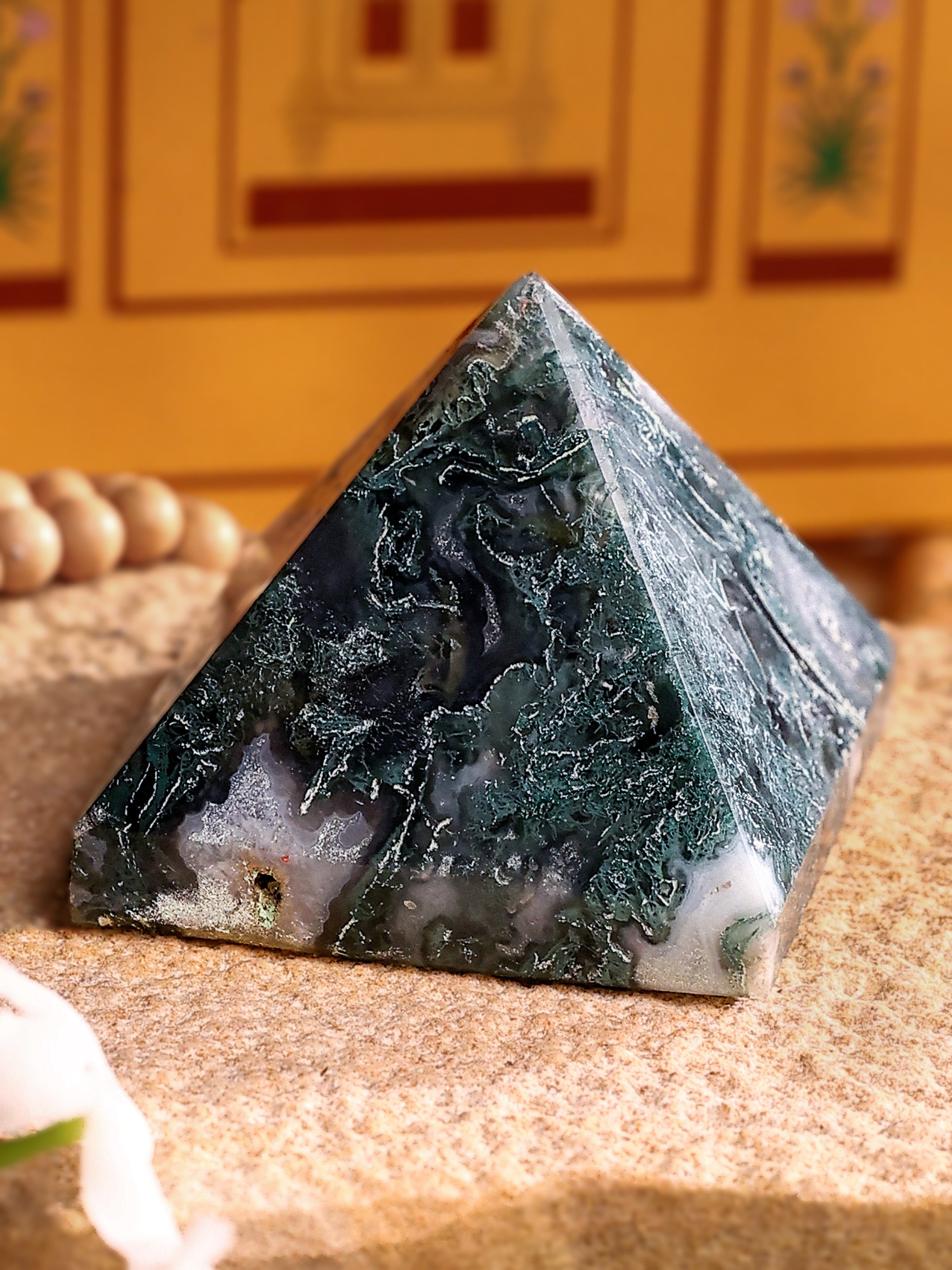 Gemstone - Moss Agate Pyramid