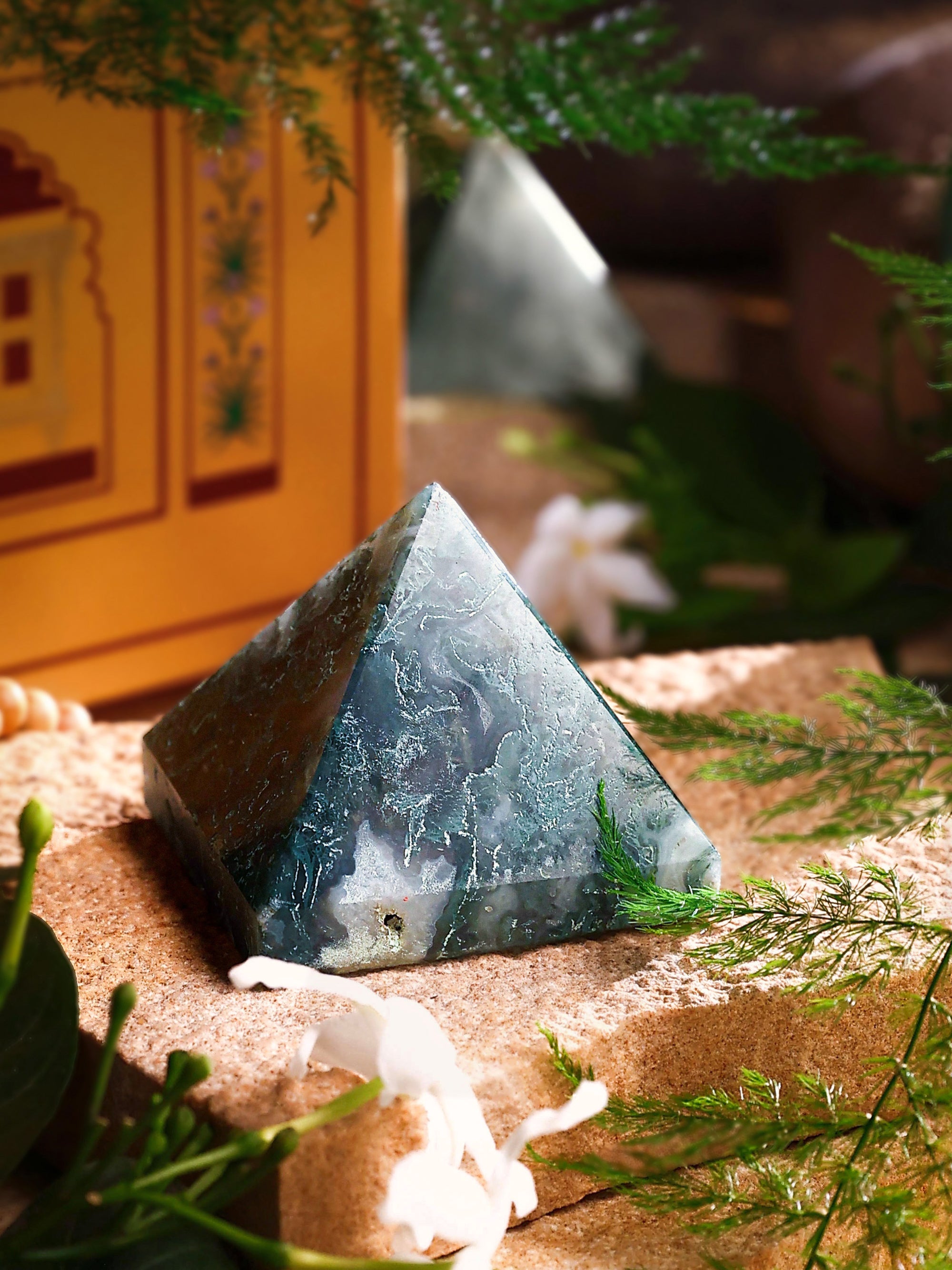 Gemstone - Moss Agate Pyramid