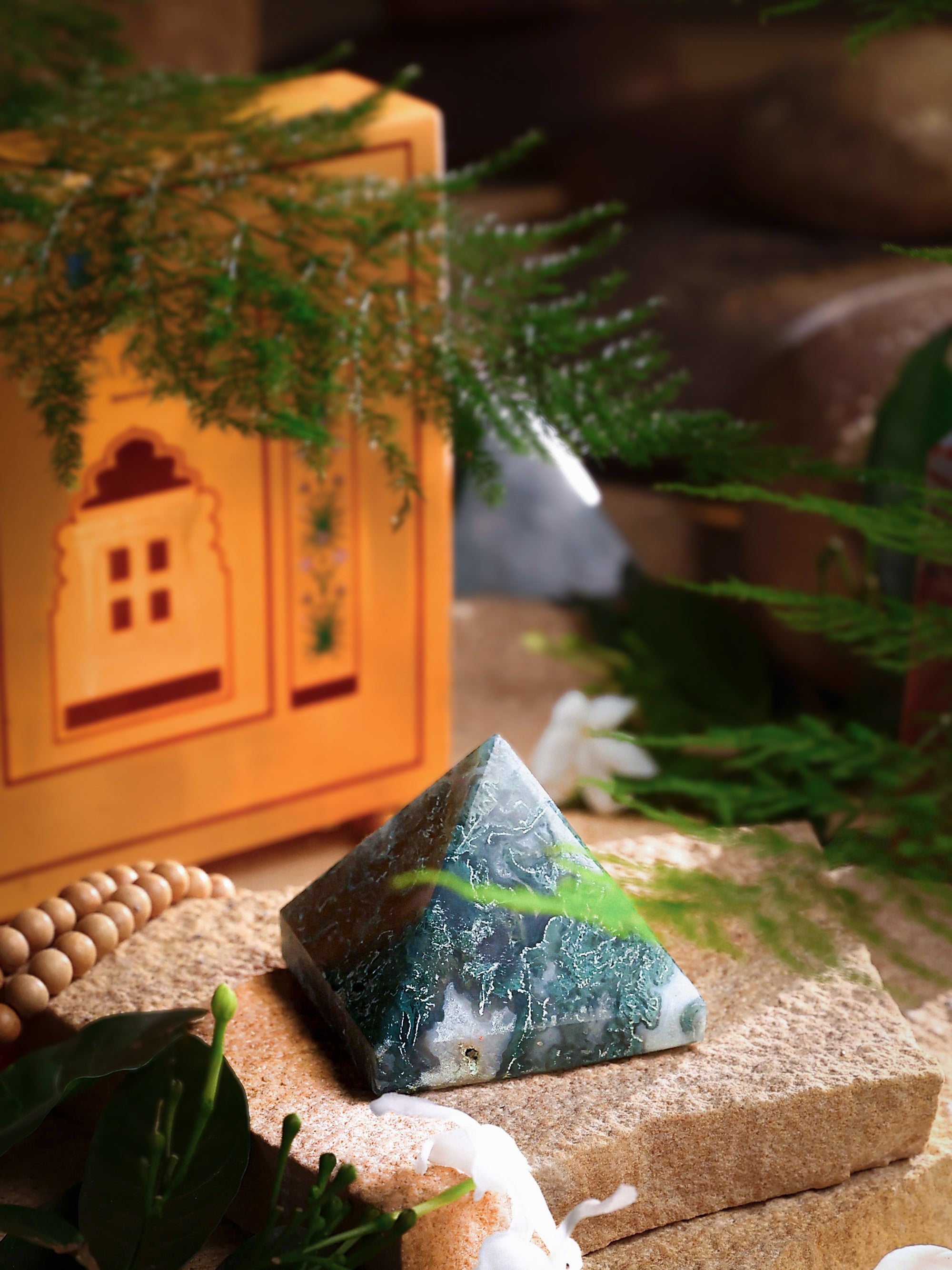 Gemstone - Moss Agate Pyramid