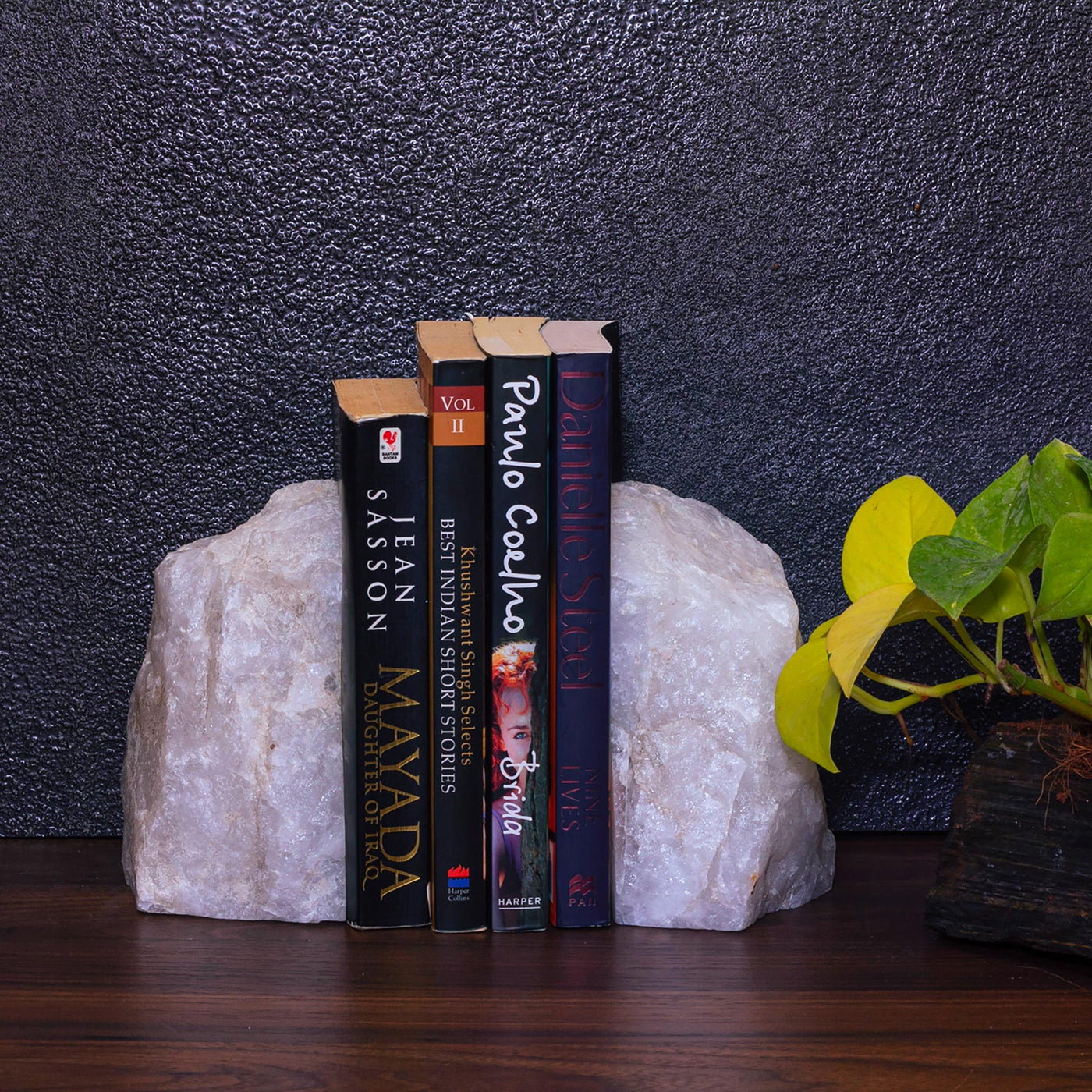 Semi Precious Book End Set - Rose Quartz