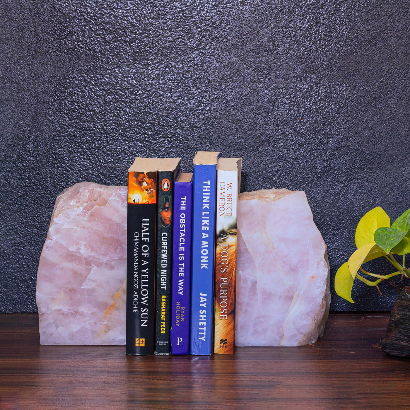 Semi Precious Book End Set - Rose Quartz