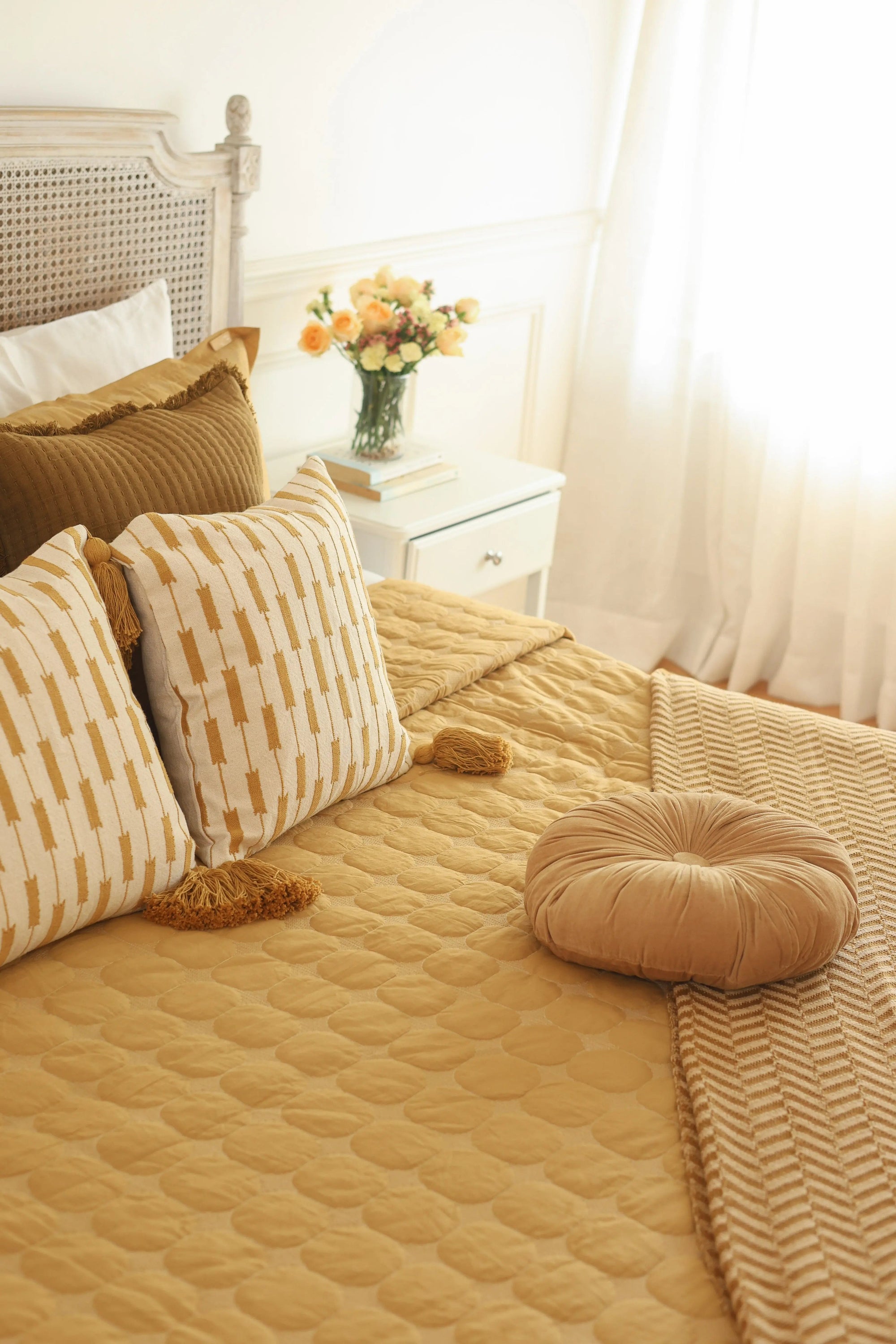 Zen Ochre Cotton Quilted Bedding Set SanctuaryLiving