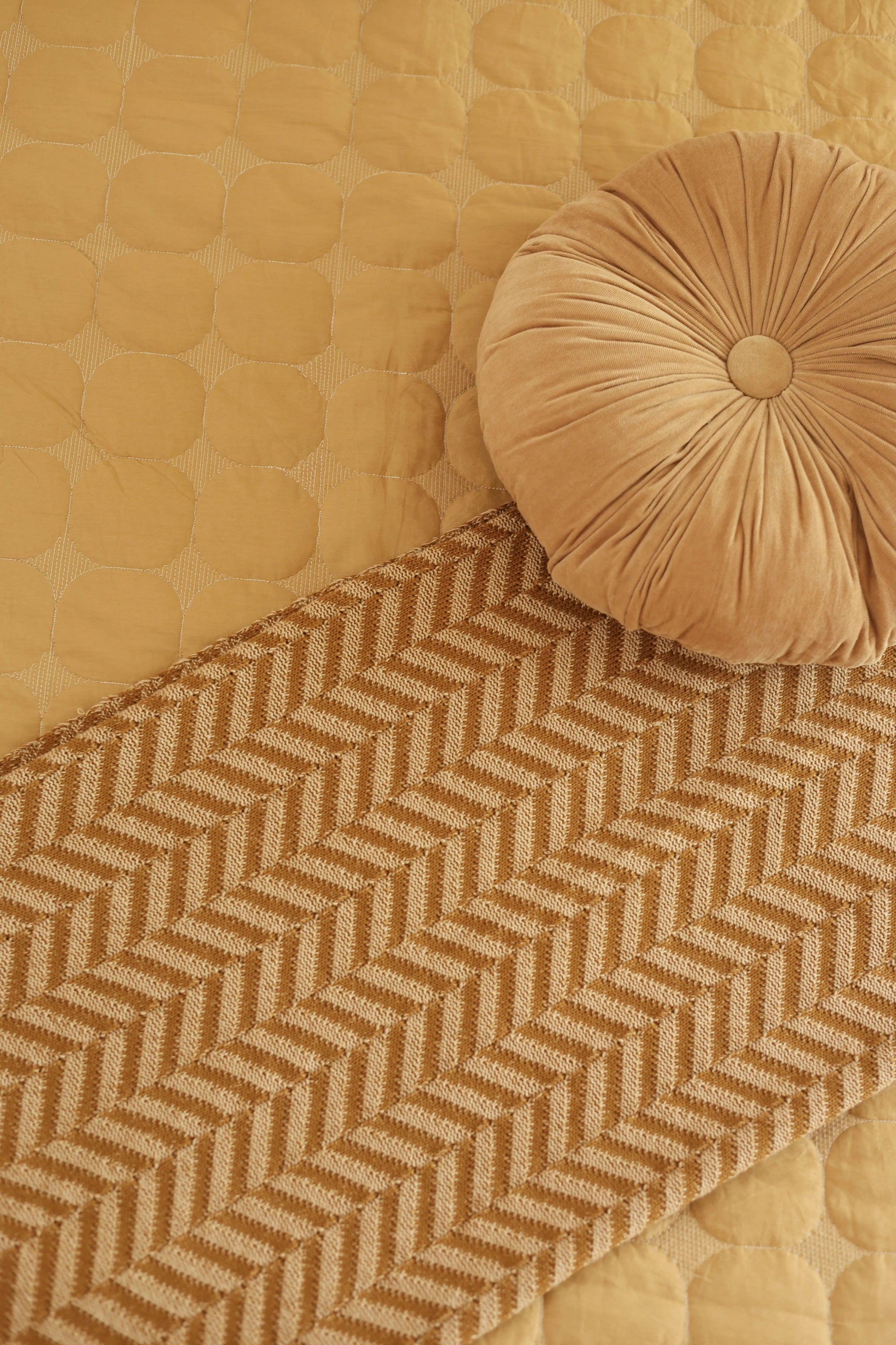 Zen Ochre Cotton Quilted Bedding Set SanctuaryLiving