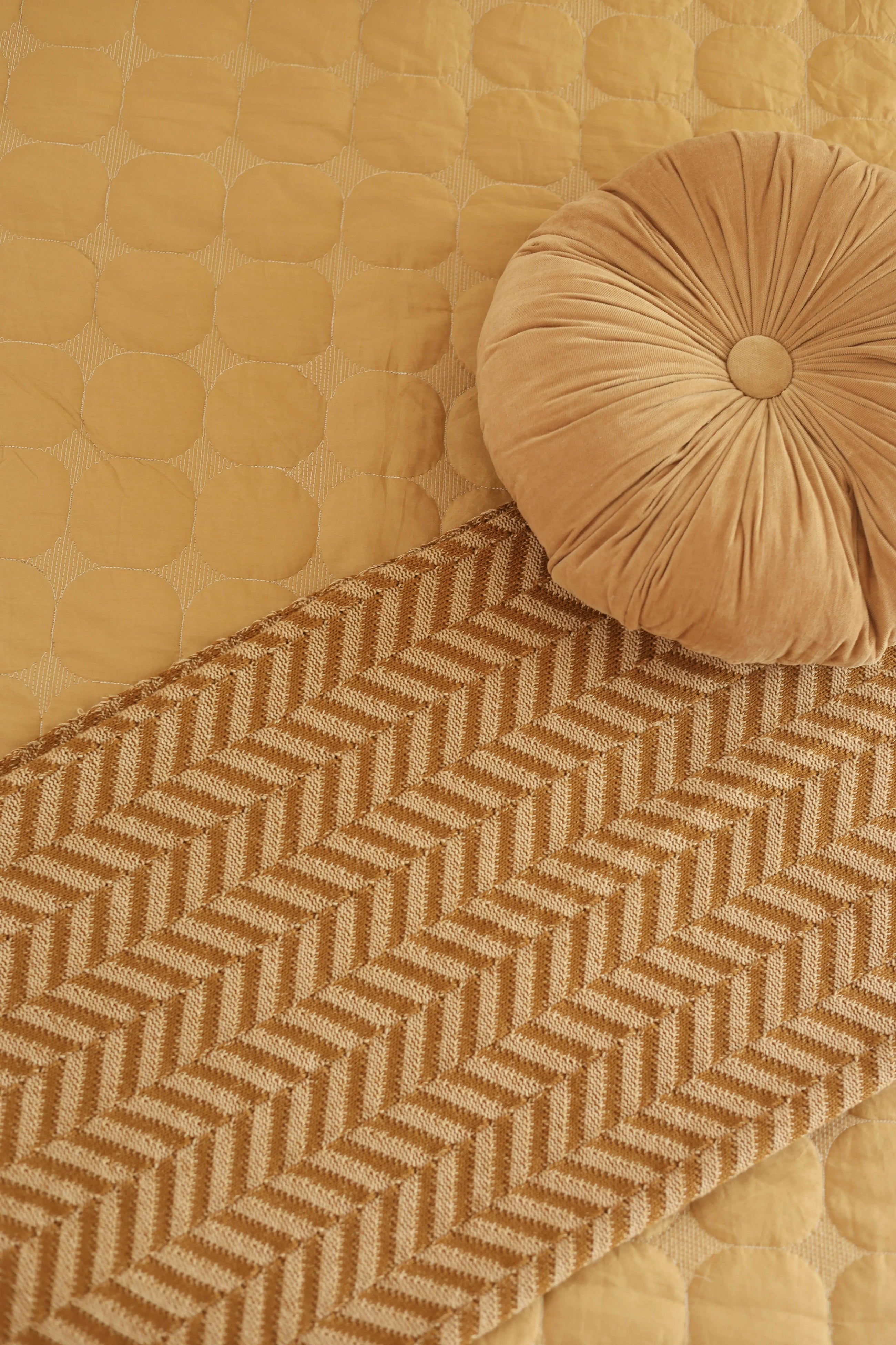 Zen Ochre Cotton Quilted Bedding Set SanctuaryLiving