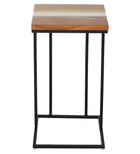 C-Shaped Table – Acacia Wood with White Resin Finish