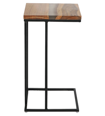 C-Shaped Table – Acacia Wood with Tinted Grey Resin Finish