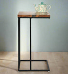 C-Shaped Table – Acacia Wood with Tinted Grey Resin Finish