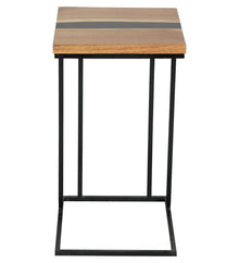 C-Shaped Table – Acacia Wood with Black Resin Finish