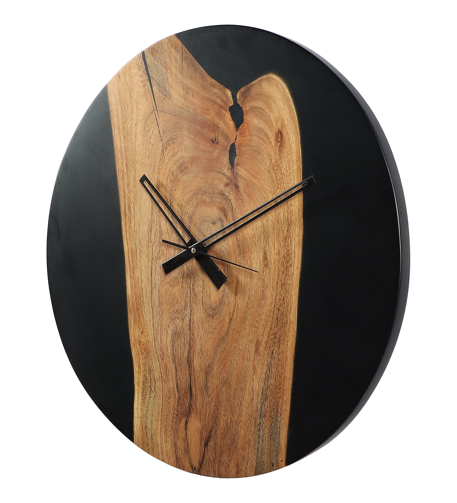 Resin Wall Clock – Elegant Fusion of Acacia Wood & Resin-Black