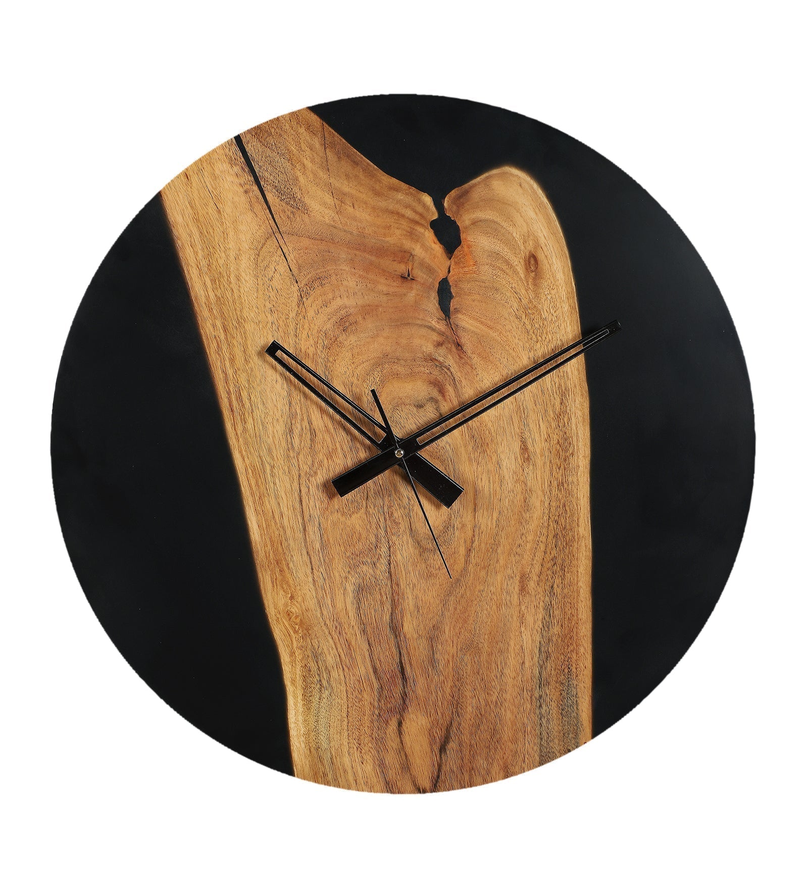 Resin Wall Clock – Elegant Fusion of Acacia Wood & Resin-Black