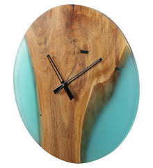 Azur Resin Wall Clock – Elegant Fusion of Acacia Wood & Resin-Blue