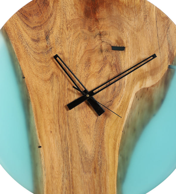 Azur Resin Wall Clock – Elegant Fusion of Acacia Wood & Resin-Blue