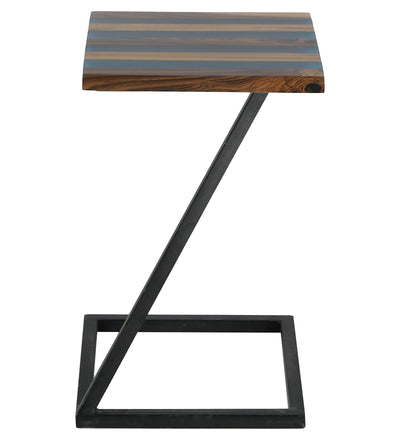 Epoxy Solid Wood End Table – Teak Wood with Ultramarine Blue Resin Finish