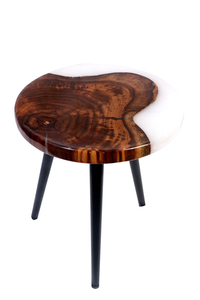 Wood & White Epoxy Nesting Tables – Set of 3 | Handcrafted by WeWood India