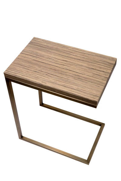 Zebrano Veneer C-Shape Side Table / Laptop Table - Set of 2