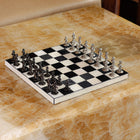 White & Black Equine Leather Chess Board