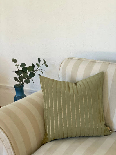 Eden Striped Fern Oblong Velvet Cushion Cover SanctuaryLiving