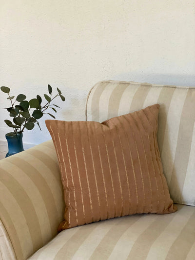 Eden Striped Spice Velvet Cushion Cover SanctuaryLiving