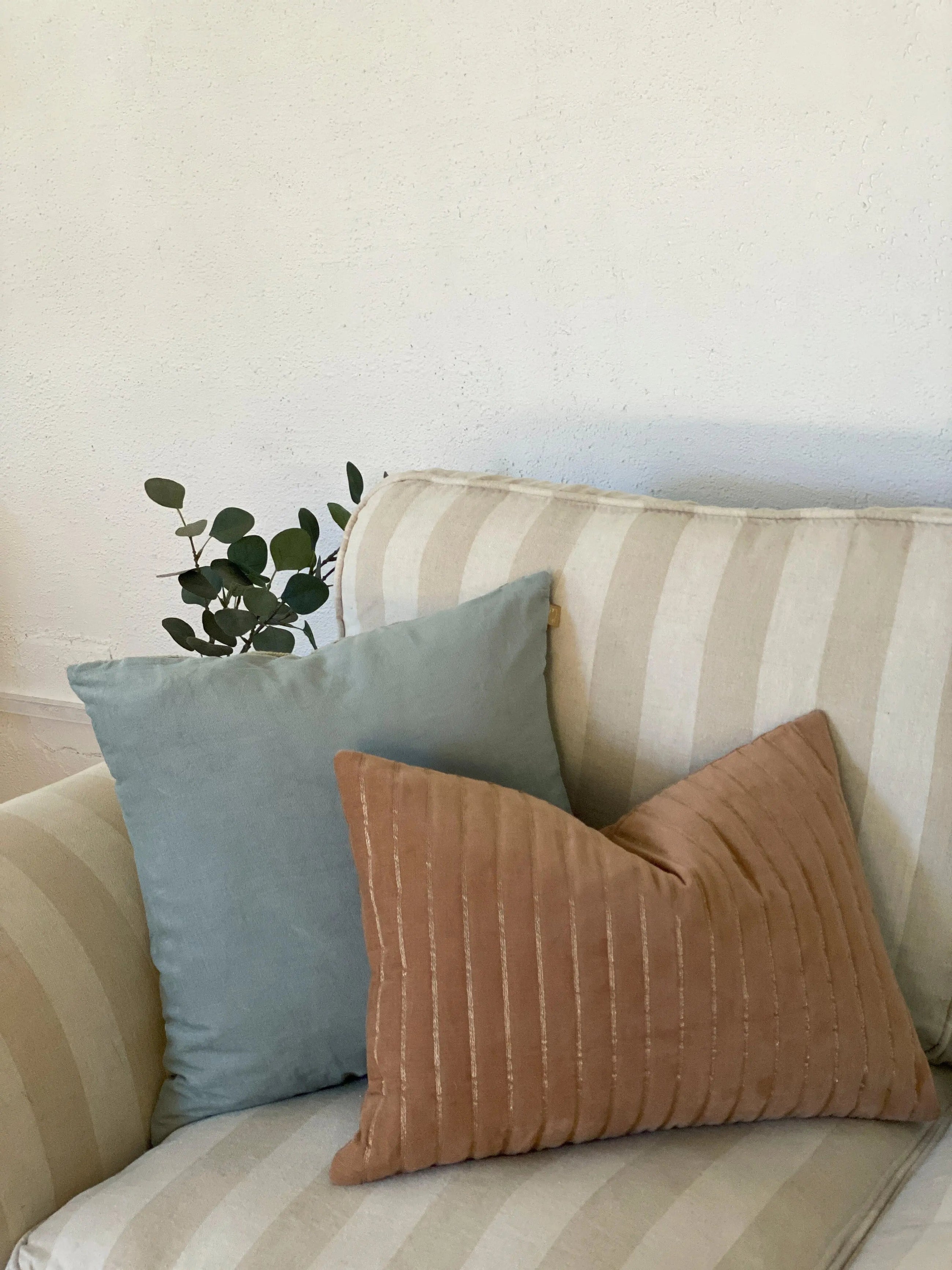 Eden Striped Spice Oblong Velvet Cushion Cover SanctuaryLiving