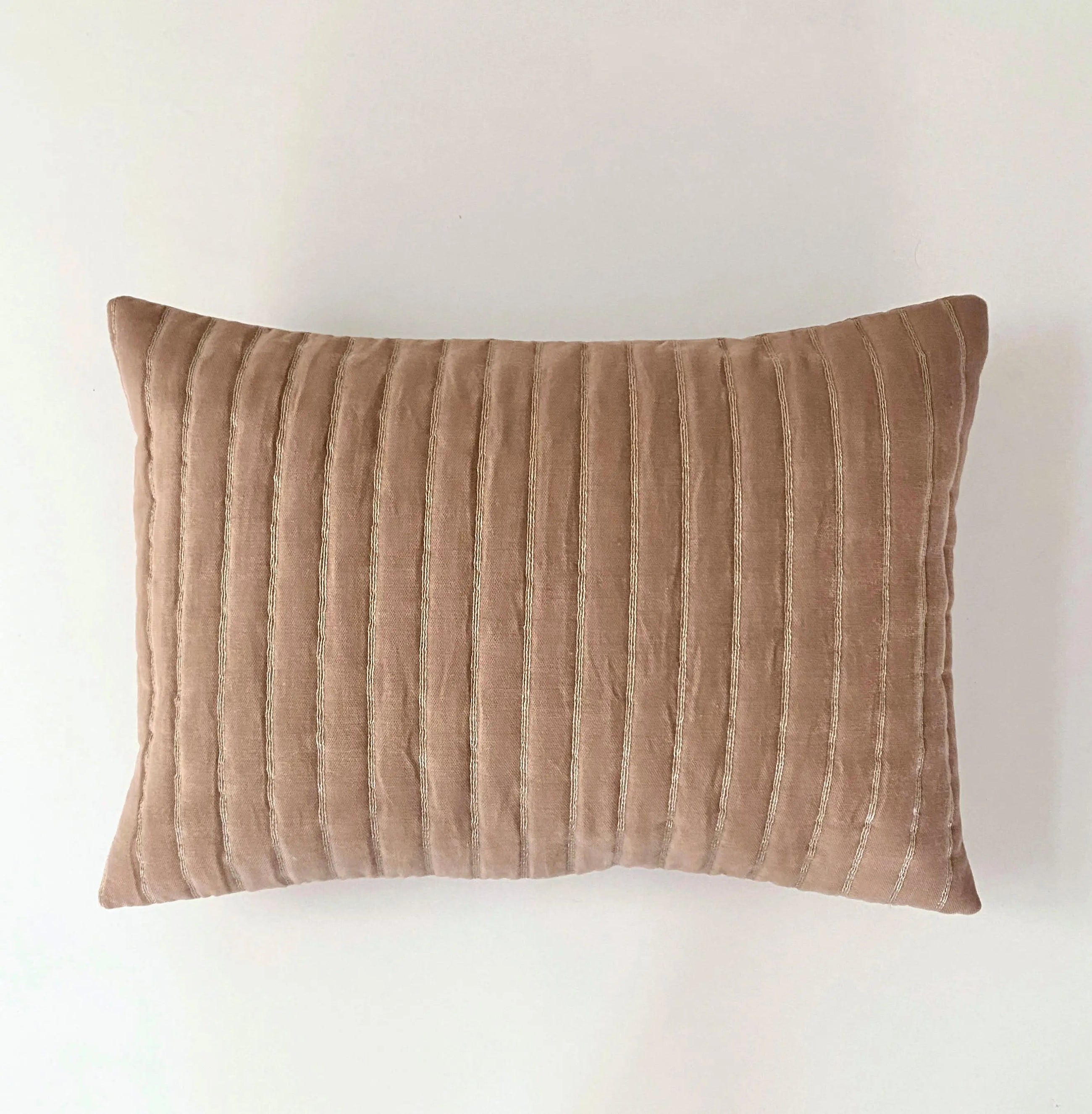 Eden Striped Spice Velvet Oblong Cushion Cover - Product Image 