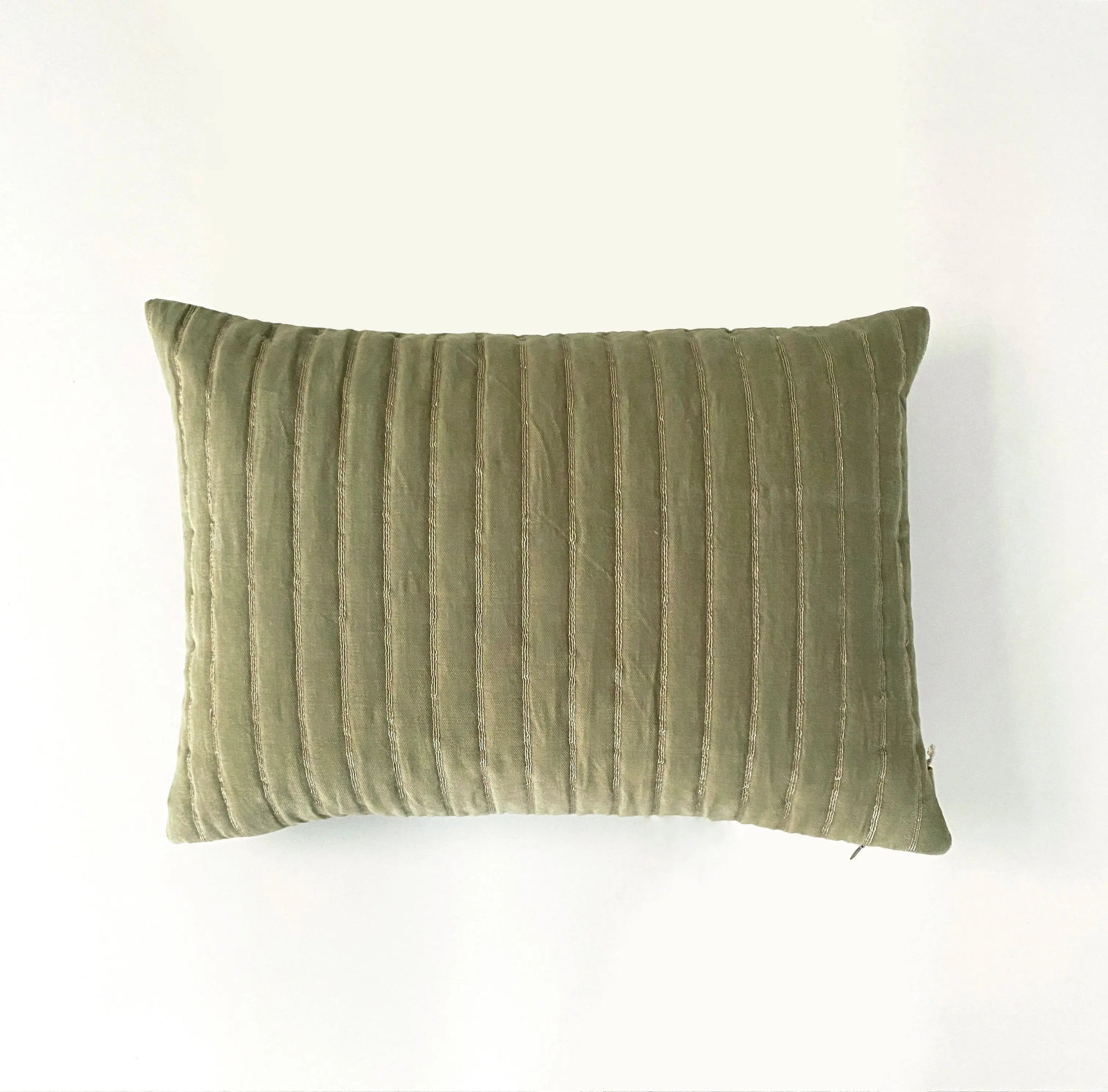 Eden Striped Fern Velvet  Oblong Cushion Cover - Product Image 