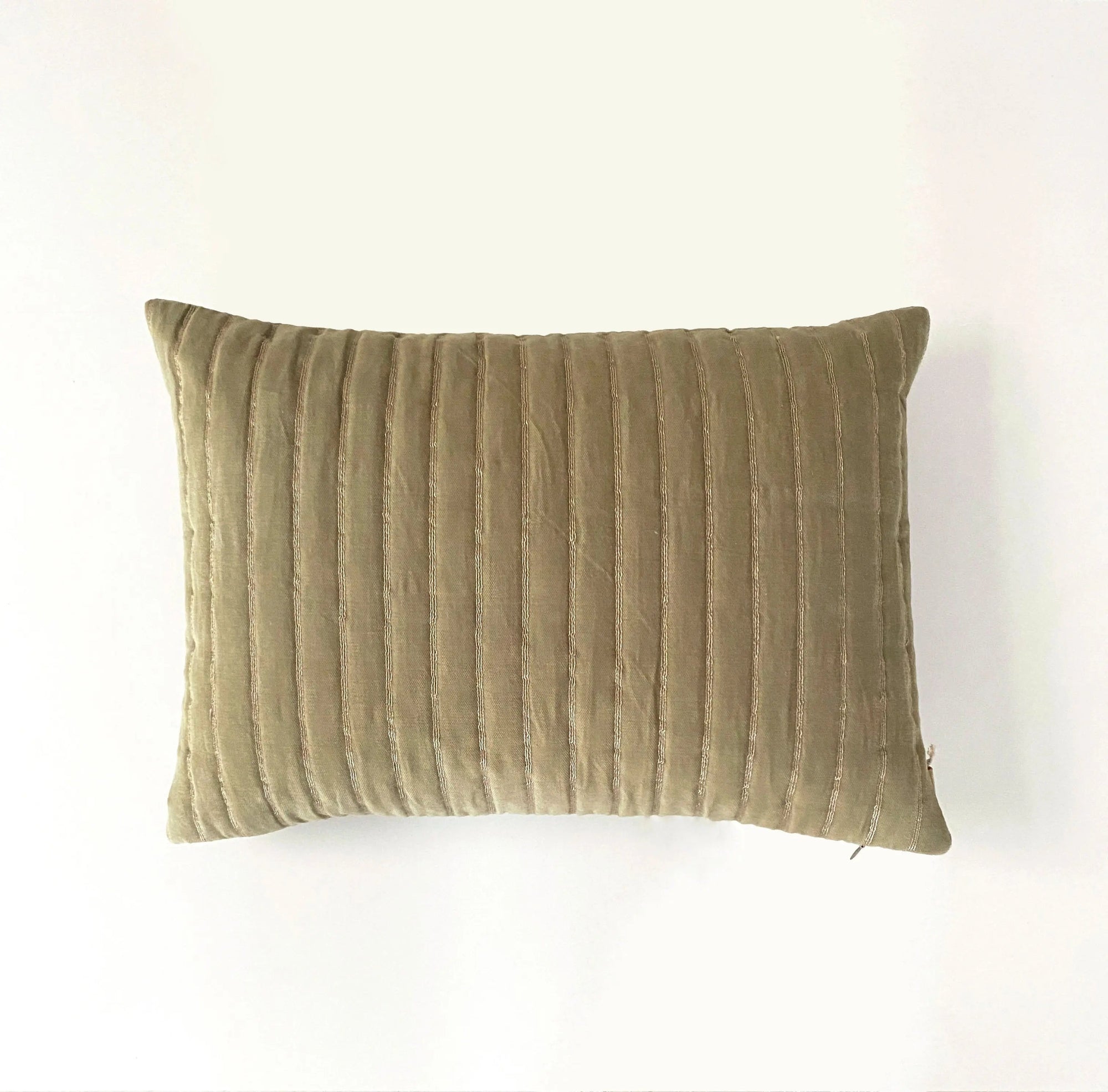 Eden Striped Sand Oblong Velvet Cushion Cover SanctuaryLiving